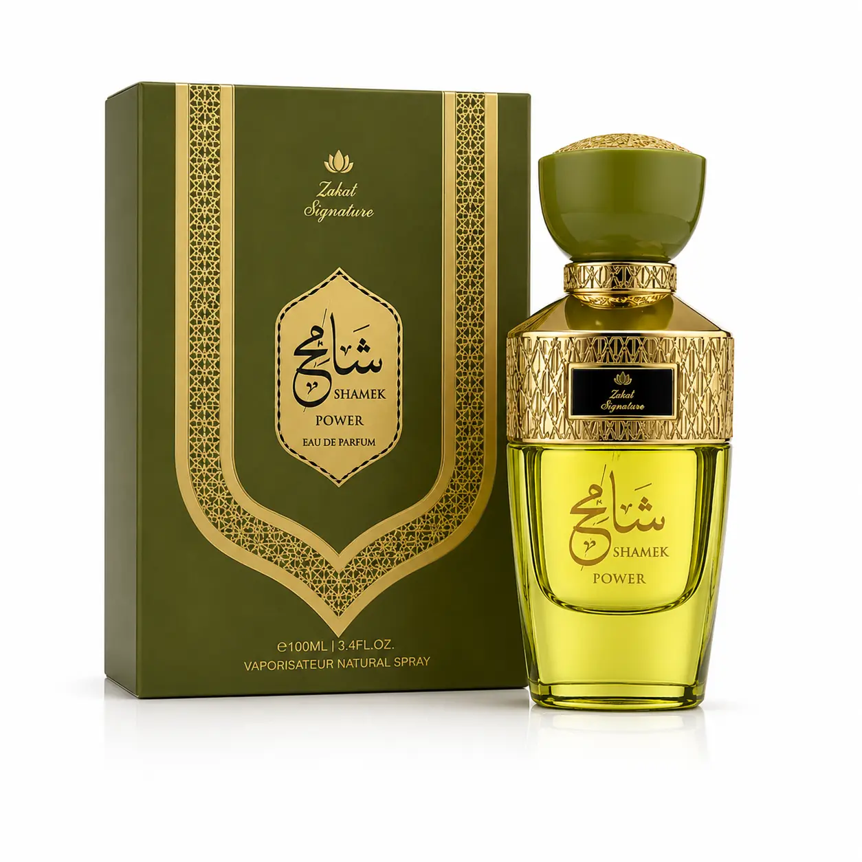 Shamek Power Eau De Parfum by Zakat Signature, 100ml Luxury Unisex Fragrance with Fig, Bitter Orange, Matcha Tea, Cedar & Vetiver Notes, Long-Lasting Scent