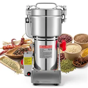 750g Electric Grain Mill Grinder, 2000W 28000RPM High Speed Spice Corn Dry Grinding Machine, Stainless Steel Pulverizer Powder Mill For Dried Grains, Coffee Beans, Spices And Nuts, 270° Swing Type