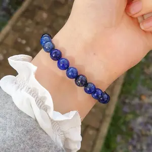 New Handmade Beaded Bracelet Stretchable Healing Rhinestone Jewelry for Men & Women Blue Beads Healing Stone Bracelet