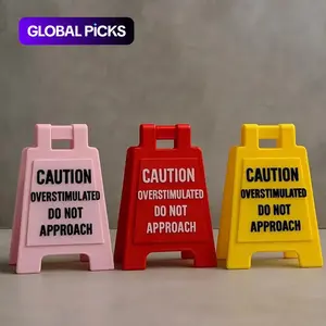 1pc Caution Overstimulated - Do Not Approach Desk Sign, Office Decoration, Home Decoration, Novelty Decor, Funny Gifts, Desk Signs Ornament, Desk Signage Decoration #GLOBAL PICKS