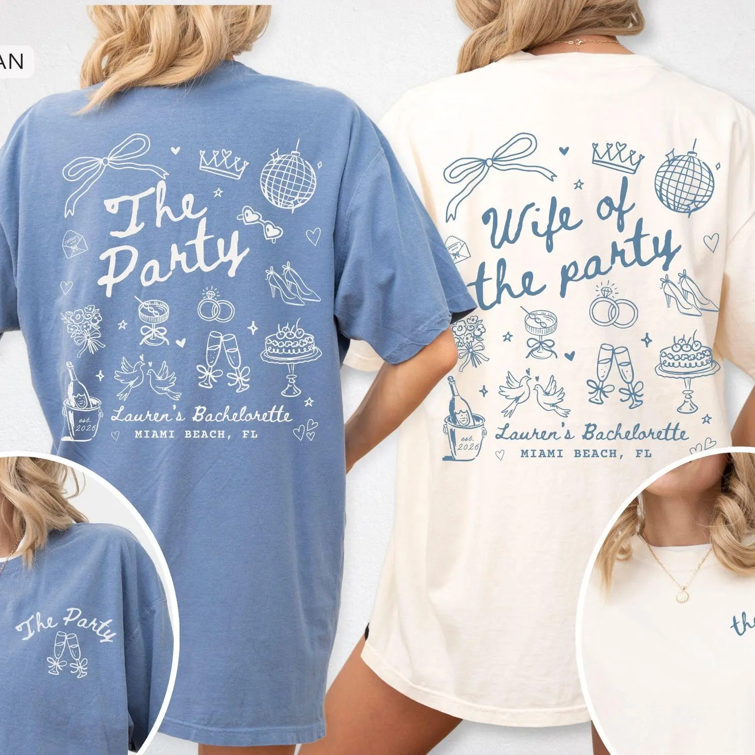 Comfort Colors Wife Of The Party Bachelorette Party Matching Shirt, Personalized Nashville Bach Shirts, Matching Country Bridal Squad,  Womenswear