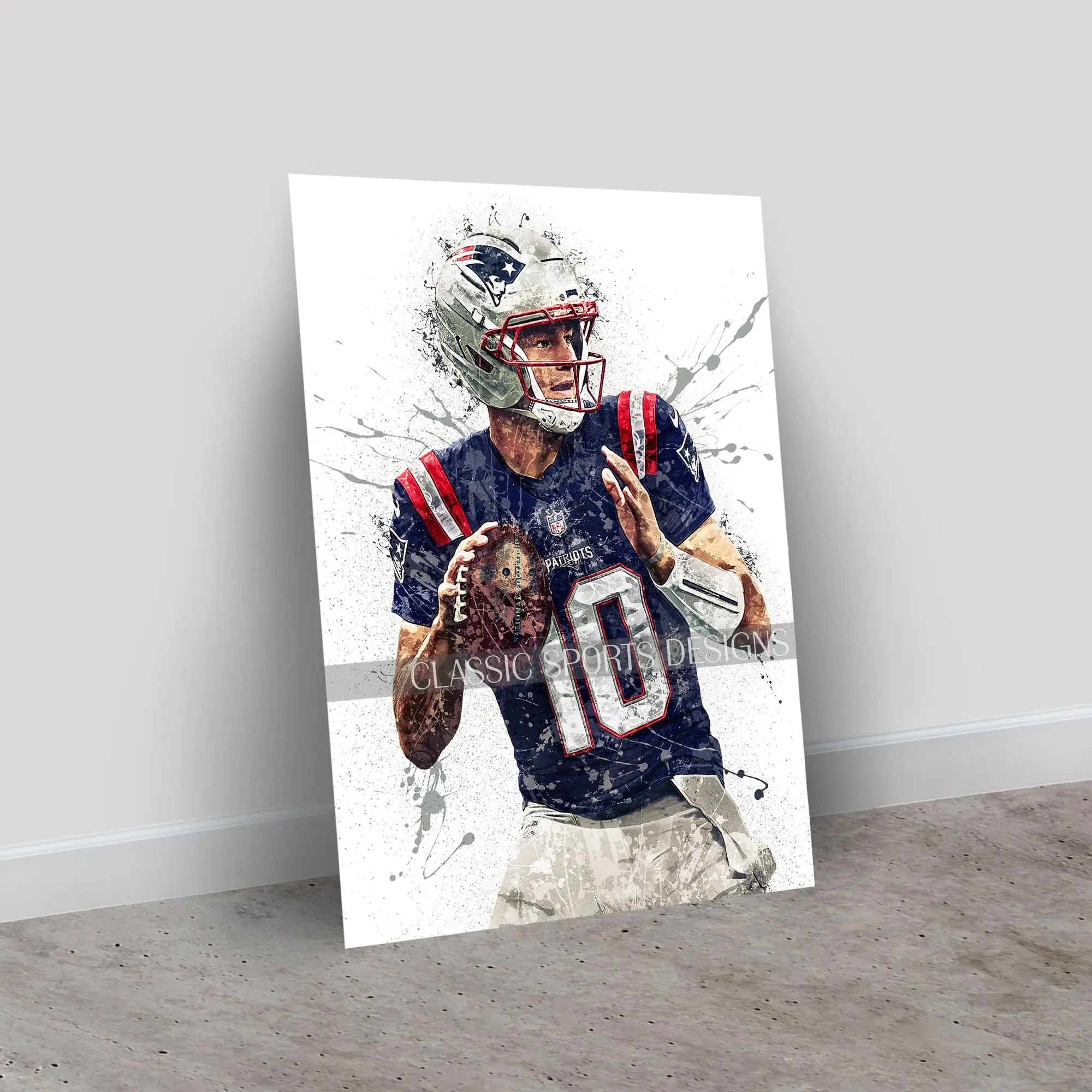 Drake Maye Poster, New England Patriots, Wrap, Wall Art Print, Kids Decor, Man Cave Gift, Sports Art, Poster Gifts, Gift For Fan - Unframed