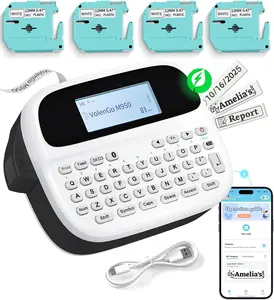 Label Maker Machine with 4 Tapes, Rechargeable Backlit Bluetooth Label Maker, Freezer Waterproof-Labels, Inkless 12mm M950 Label Printer, for Home/Office/School, Teacher Appreciation/Graduation Gifts