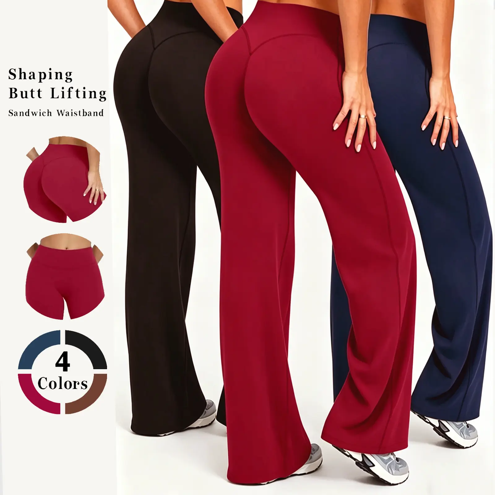 Women's High Waist Wide-Leg Yoga Pants - Soft High-Stretch Casual Sweatpants with Pockets, All Seasons Normal Type Daily Outfits, 2026 New Collection