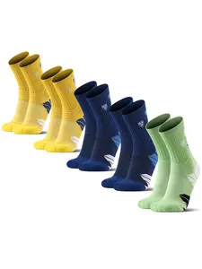 5 Pairs of Men's Professional Crew Sports Socks with Dual Non-Slip System & 360° Arch Compression, Reinforced Toes & Ankle with Blister Protection, Designed for Basketball, Running, Training and Other Indoor and Outdoor Activities, Warmth Providing
