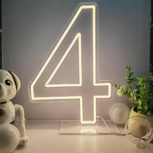 Neon Signs Number 4 Birthdays Decor Neon Lights Party USB Plus  Case Light up your 's birthday with our Neon Number Four Sign (Number 4-Warm White)