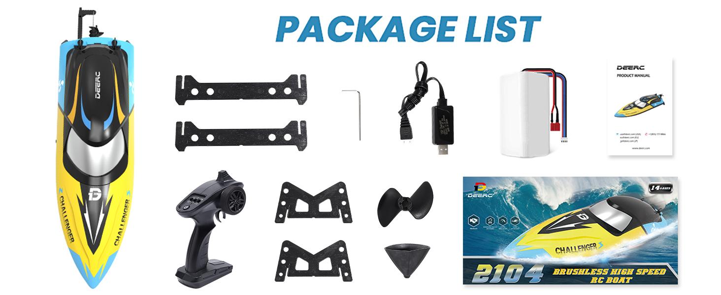 DEERC Brushless RC Boat, 30+ mph Fast Remote Control Boats with Never Capsize&Low Battery Alarm Function, Racing Boat with LED Lights for Pools&Lakes