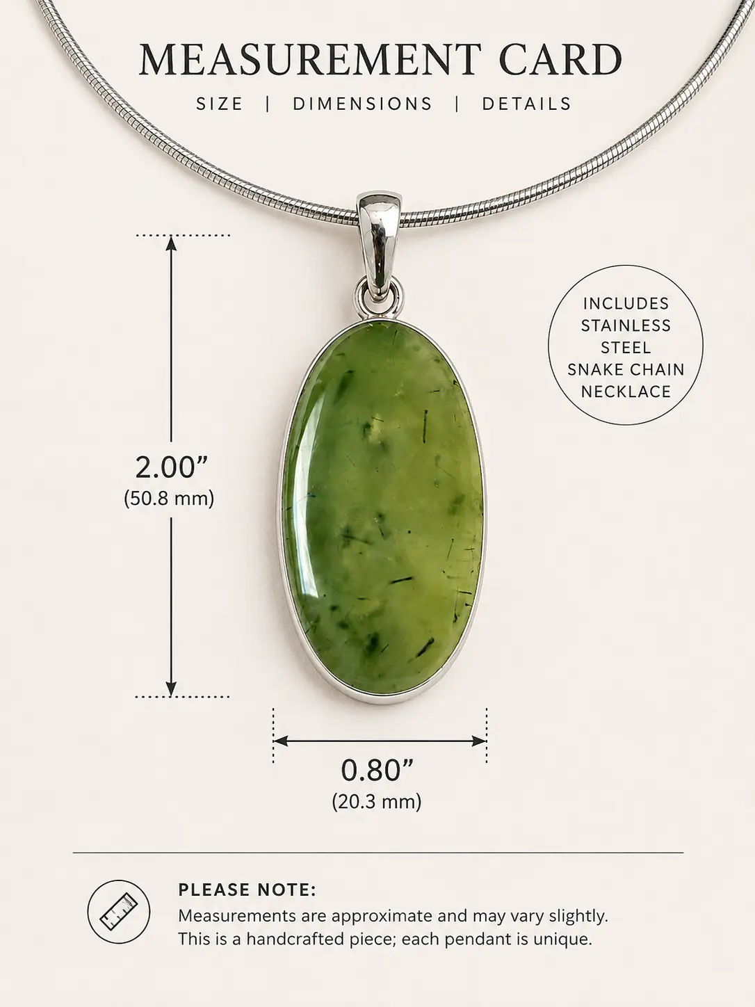 Prehnite Pendant in 925 Sterling Silver