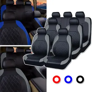 【New Arrival】For 7/5/2 Sets Car Seat Covers Universal, PU Leather Car Seat Protectors,Full Set Universal Fit for Most Cars Trucks Vans SUVs,Airbag Compatible,Car Interior Kit Accessories