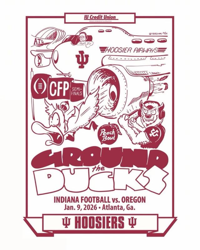 Indiana Hoosiers 2025-26 Football Peach Bowl Poster( Unframed-Print Only )