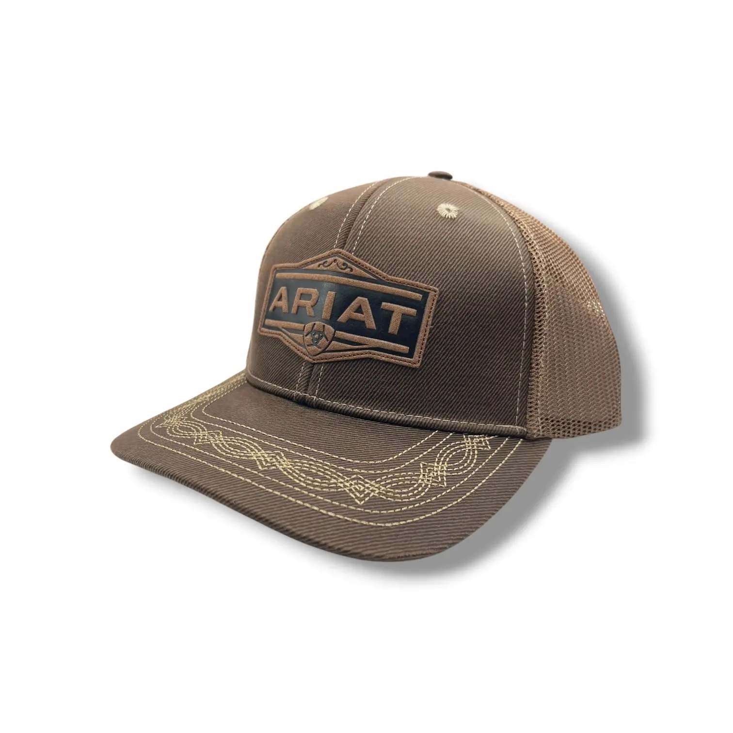 Ariat Leather Lettering Patch Hat - Brown