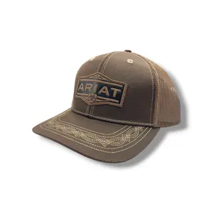 Ariat Leather Lettering Patch Hat - Brown