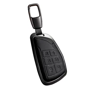 For Chevrolet Key Fob Cover Leather Car 2021-2024 Suburban Tahoe Yukon Denali Sierra Silverado Buick Envision Avenir 6 Buttons Truck Accessories