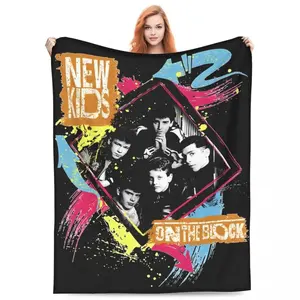 Relax New Kids On The Block Tour Album Blanket Merch Room Decorative  Rock Band Throw Blankets Lightweight Thin Velvet