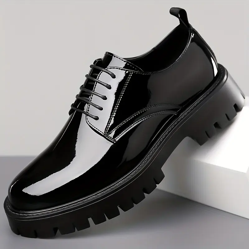 Men's Solid Color Microfiber Upper Plain Toe Derby Boots, Comfy Non Slip Rubber Sole Durable Lace Up Shoes, Men's Footwear