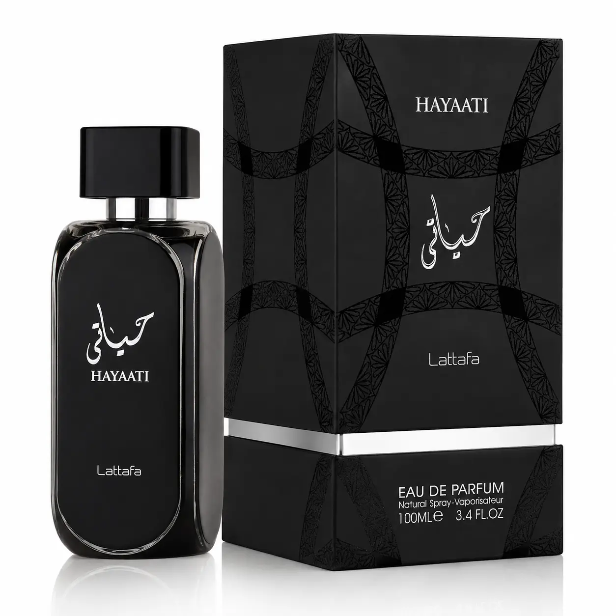 Lattafa Hayaati Eau de Parfum 100ml - Natural Spray Perfume for Men - 3.4 FL OZ - Black Bottle & Box Design
