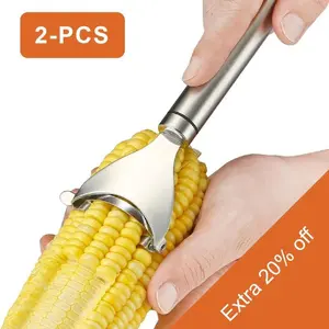 2 Counts Set Rustproof Steel Blade for Bulk Corn Processing,Multi Corn Peeler,Commercial-Grade Corn Shucker - Kitchen Cutter Tool Multifunctional Grips with Ergonomic Non-Slip Handle.