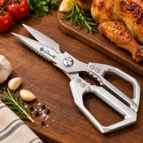 Kitchen Scissors All Purpose Heavy Duty, 9.25 in All Metal Kitchen Shears for Food, Ultra Sharp Serrated Poultry Shears for Chicken Bones, Meat, Fish & Vegetables, Built-in Nut Cracker & Bottle Opener, Cooking Gift for Men & Women - Sizoto