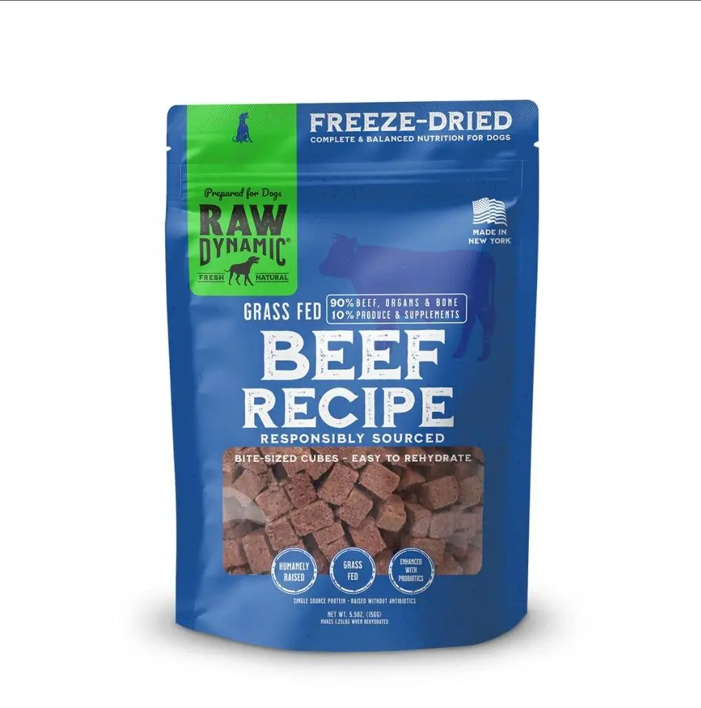 Raw Dynamic Freeze-Dried Beef 14Oz – 5.5Oz Pure Protein Snack High-Protein Snack for Dogs Grass Fed No Preservatives All-Natural Convenient Size for Busy Lifestyles