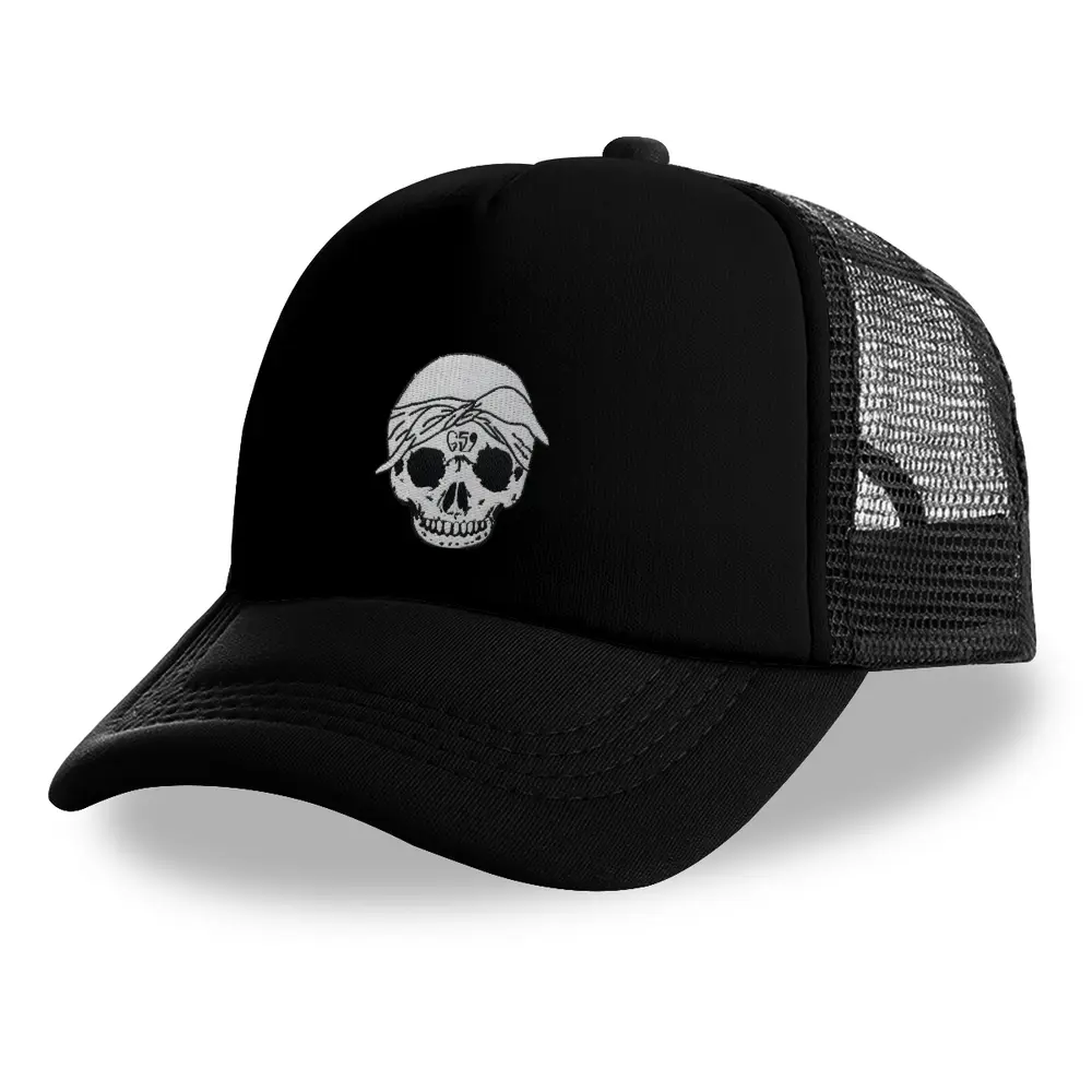 Retro Skull Graphic Vintage Bandana Trucker Hat - Adjustable Fit Curved Brim, Mesh+Fabric Breathable Back, Unisex Outdoor Wear Snapback Baseball Cap for Men Women, Unisex Adult
