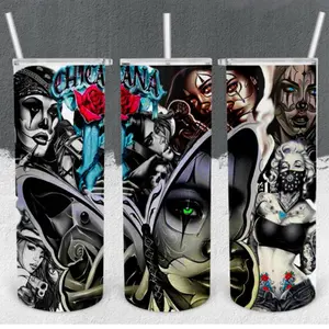 Butterfly Chicana 20 Oz Sublimated Tumbler - Unique Tattoo Design - Drinkware