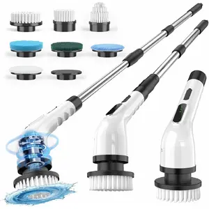 Electric Spin Scrubber, Cordless Cleaning Brush Scrubber for Home, 8 Replaceable Brush Heads, 3 Adjustable Size, 2 Speeds for Bathroom Shower Bathtub Glass Car, Gift for Holidays Birthday