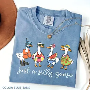 Silly Goose Funny Graphic T-Shirt, Cute Goose Meme Shirt, Summer Beach Outfit Tee, Animal Humor Graphic Shirt, Unisex Gift(100% Cotton)