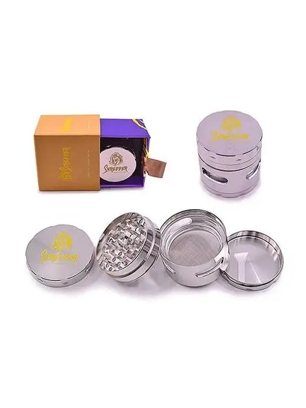 Herb & Spice Grinder 50–55mm – Shredder 4-Piece Metal, Diamond Teeth, Mesh Screen | Choose Style
