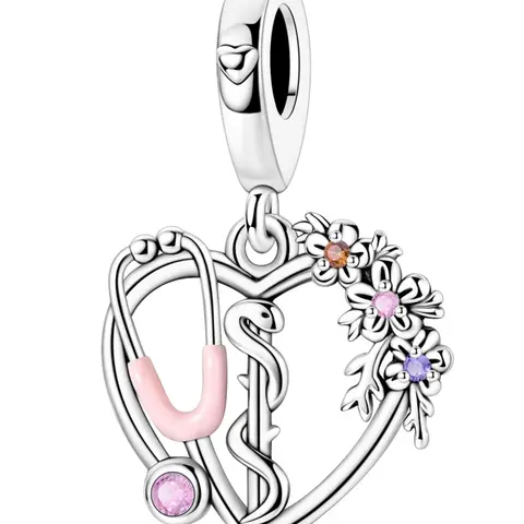 Mother's Day Gift Heart-Shaped Stethoscope Pendant Charm, All-Season Casual Accessory, Unique Medical Theme Gift, Elegant Design for Healthcare Workers