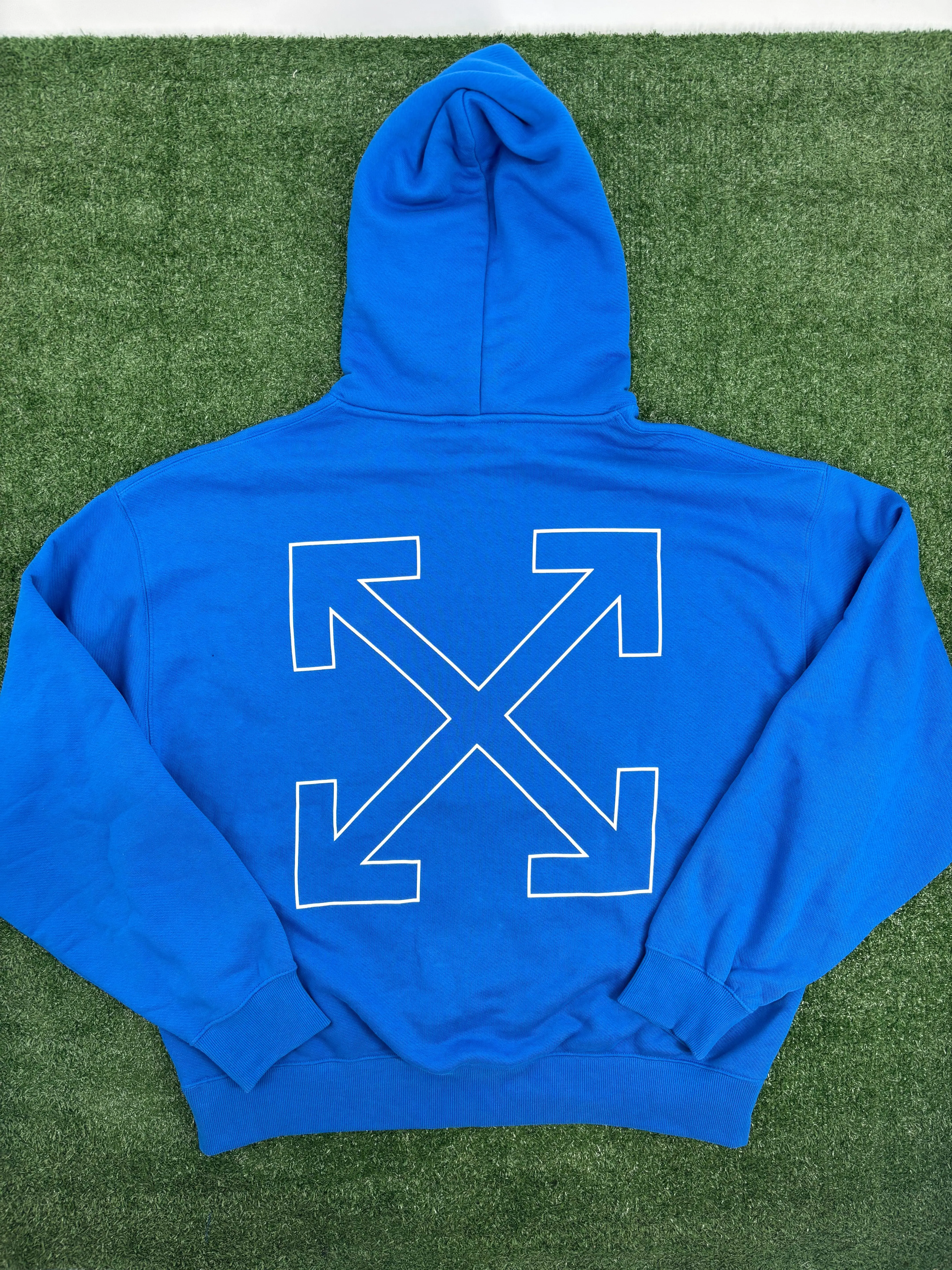 Off-White Blue Pullover Hoodie Size Large