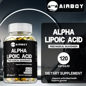 Airboy dietary supplements are gluten-free, soy-free, non-GMO, contain alpha-lipoic acid, 120 capsules, and support antioxidant and blood health.