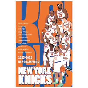 New York Knicks 2025-2026 NBA Champions Poster Unframed Roster Print Wall Art HD Print Aesthetic Room Home House Modern Wall Decor Trendy Gift.
