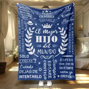 A Letter to My Son & My Daughter Custom Blanket Soft Throw for Couch Cozy Spanish Alphabet Heart Design Gifts for Easter Birthdays Back-to-School Graduation