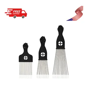 3-Piece Stainless Steel Afro Hair Pick Set
