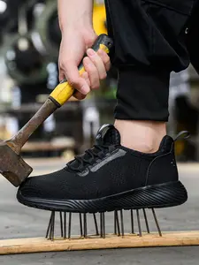 Men's Steel Toe Cap Safety Shoes, Casual Breathable Comfortable Low Top Sneakers, Steel Toe Trainers, Fashionable Anti-smash and Anti-puncture Shoes for Daily Wear, Closed