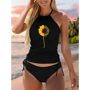You Are My Sunshine - Skull Sunflower Hippie Gothic Women Girls Two Piece Swimsuit