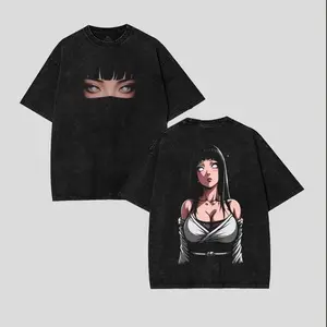 Hinata Hyuga Naruto Anime Double Printed Vintage Washed Tee Tanktop Unisex Manga Washed Cotton Tshirt Gift For Anime Fan Graphic 90s Top Menswear Menswear Tshirt Streetwear Round Neck Casual Crewneck Tropical