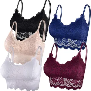 5 Pcs Lace Bralettes for Women Bralette Padded Lace Bandeau Bra Womenswear Check Elegant Clothes