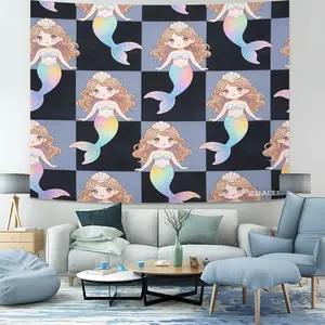 Mermaid Pattern Single-Sided Printed Tapestry, Unique Wall Art In Living Room And Bedroom, Suitable As a Gift