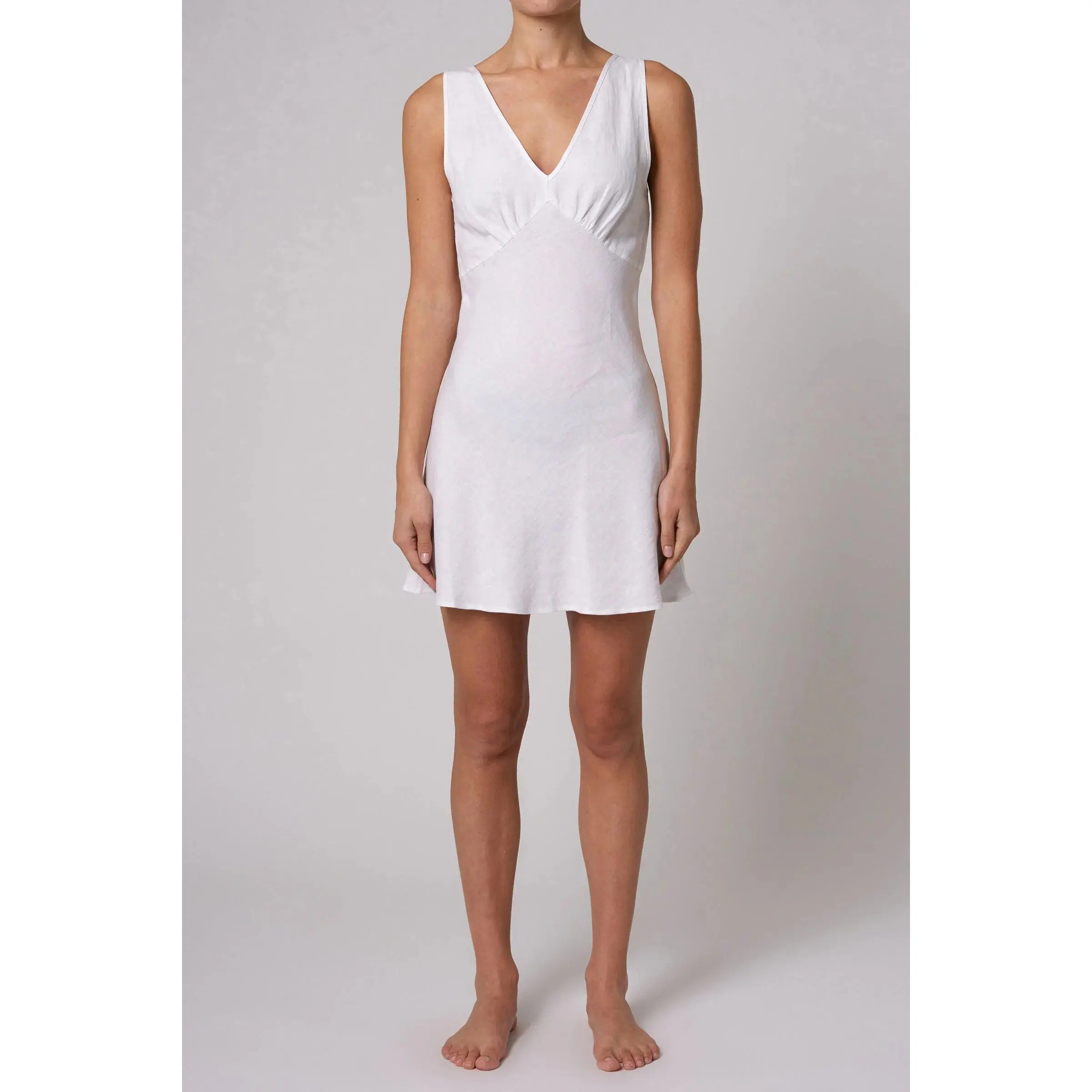 Eliza Linen Mini Dress in White