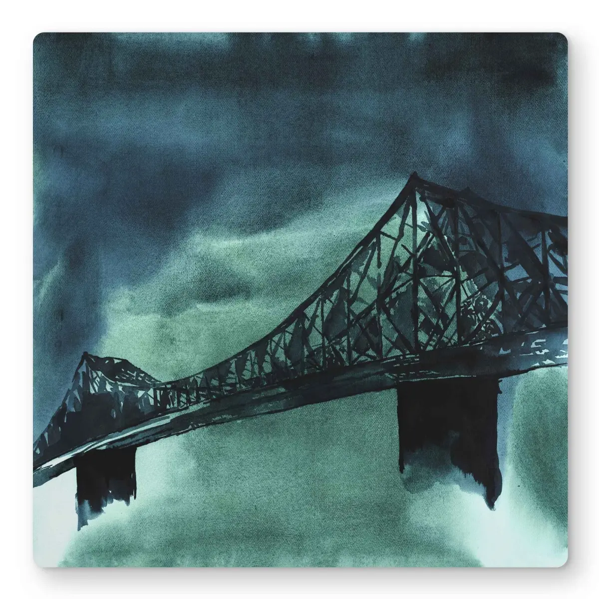 212 MAIN Montreal Jacques-Cartier Bridge Turquoise Metal Art Print, 16x16 in Minimalist Artistic Design Print, Home Decor Wall Art for Hanging Home Supplies, Art Prints, Artistic Design Prints