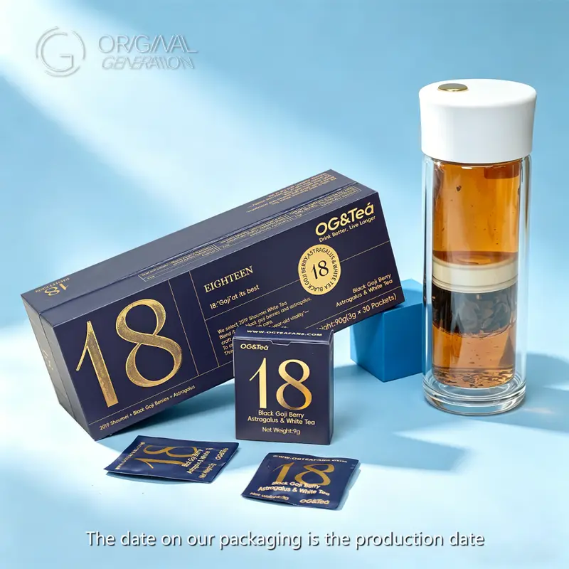 Forever 18 Tea Blue&Pink (90g 3g×30packs) With Magnetic tea Separator Bottle(red dates, wolfberry,white tea) (Shou Mei, black Wolfberry, Astragalus)