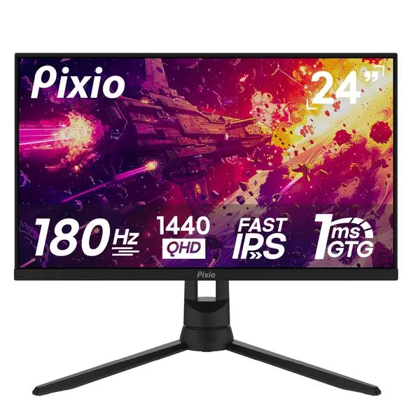 Pixio PX24Q PRO 24 inch 180Hz Refresh Rate QHD 1440p Resolution Fast IPS Panel 1ms GTG Response Time Gaming Monitor