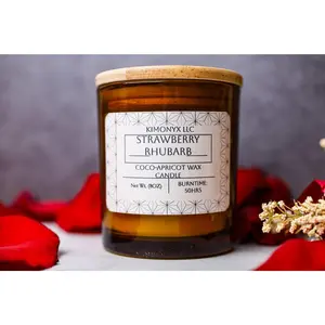 Strawberry Rhubarb | Coconut-Apricot 8oz (Topped with Dried Flowers) + Free Car Air Freshener