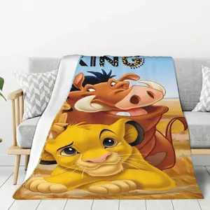Cartoon S-simba Lion King Nap Blanket Four Seson Soft Flannel Plush Blanket Fluffy Baby Kids Cartoon Throw Sofa Bedroom Kid Gift