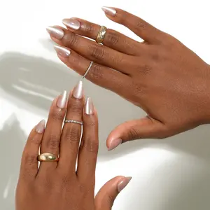FRESH SET NAILS STARLIGHT Cat-Eye Shimmer Nails - 24 Nails Included, Comfortable Contoured Design, 12 Sizes for Custom Fit, Effortless Day-Night Glow