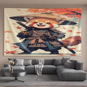 Simple Tapestries Red panda samurai Modern Aesthetics Bedroom bedside wall covering tapestry