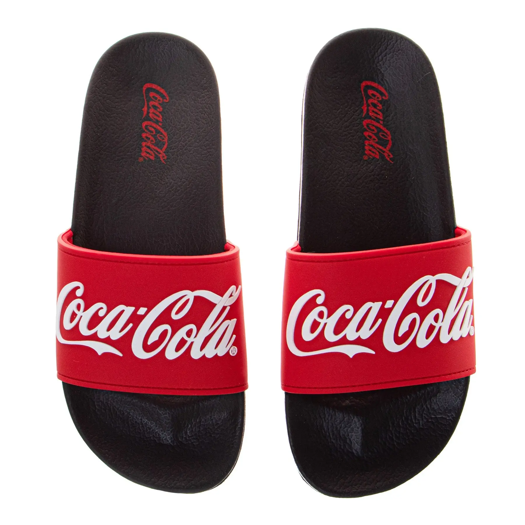 Coca-Cola Men's Classic Logo Slide Sandals, Comfortable Pool, Beach, Shower, and Everyday Slides