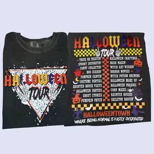 Unisex Halloween World Tour Shirt with Pumpkin Activities Design - Top, Womenswear Comfortable Comfort Tshirt Streetwear