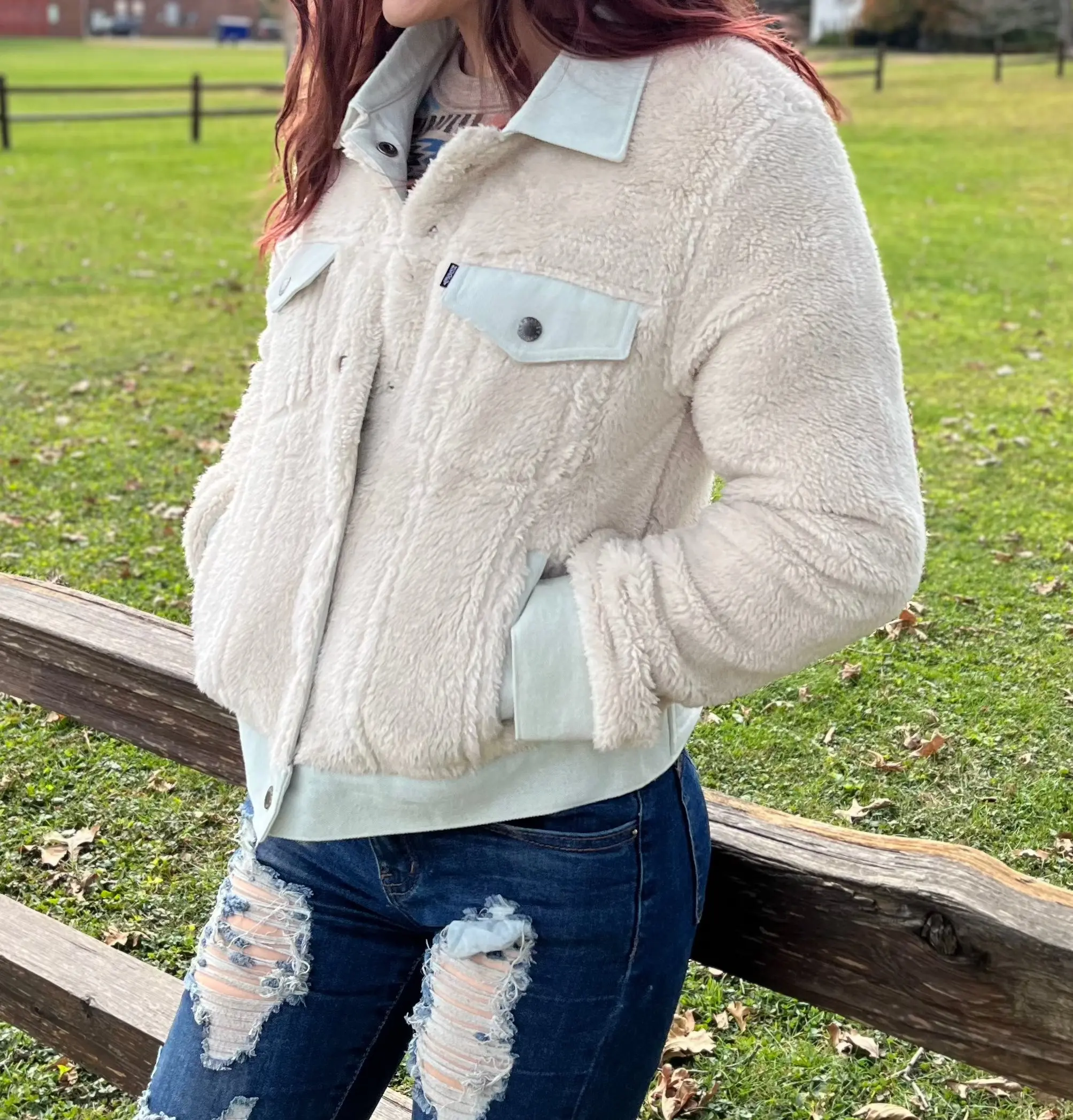 Hooey Women's Cream Sherpa Jacket HJ106CRDE